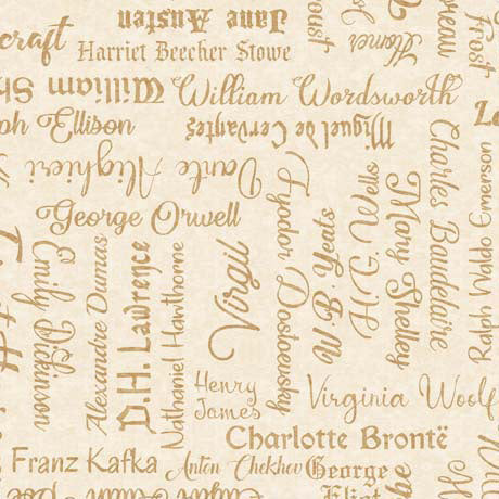 Bookworm by Morris Creative Group : Famous Authors in Cream : QT Fabrics