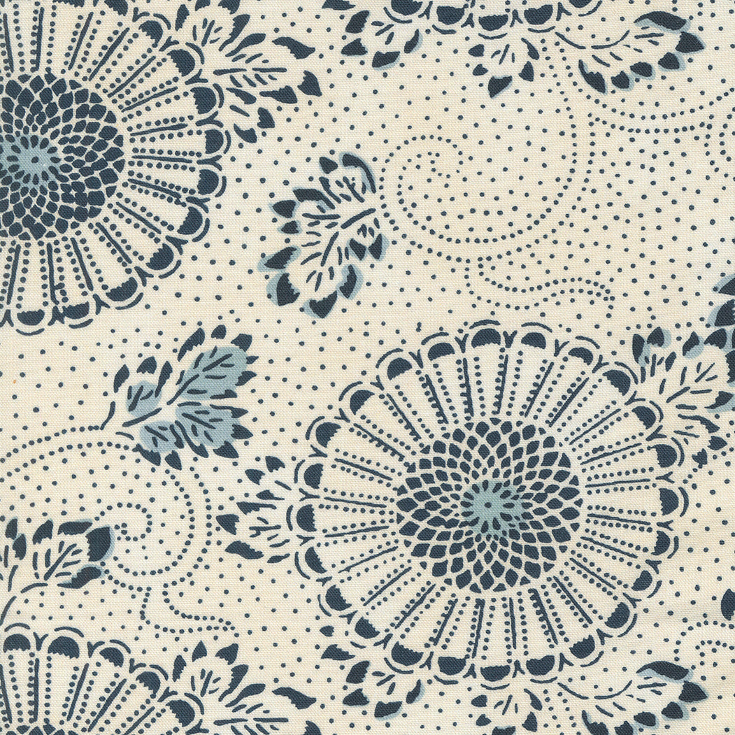 Indigo Blooming by Debbie Maddy : 48090-18 in Sand Midnight : Moda