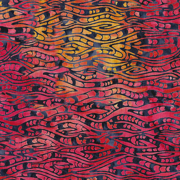 Fire and Ice : Bark in Multi Orange and Burgundy : Island Batiks