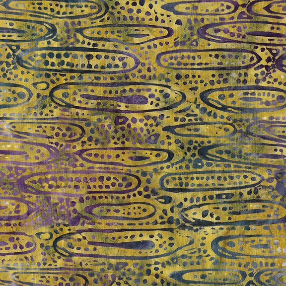 Lavandin : Ovals in Multi Green and Yellow : Island Batiks