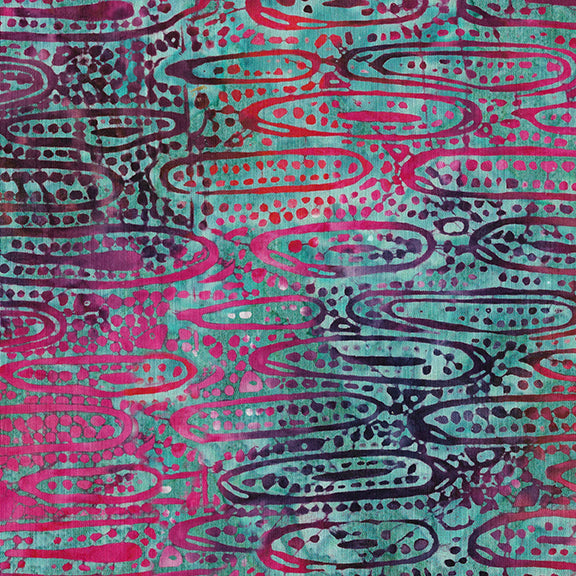 Fire and Ice : Ovals in Teal : Island Batiks