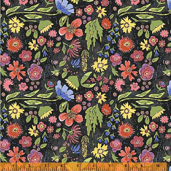 Yippie Yi Yo Ki Yay by Laura Heine : Prairie Flowers in Black : Windham