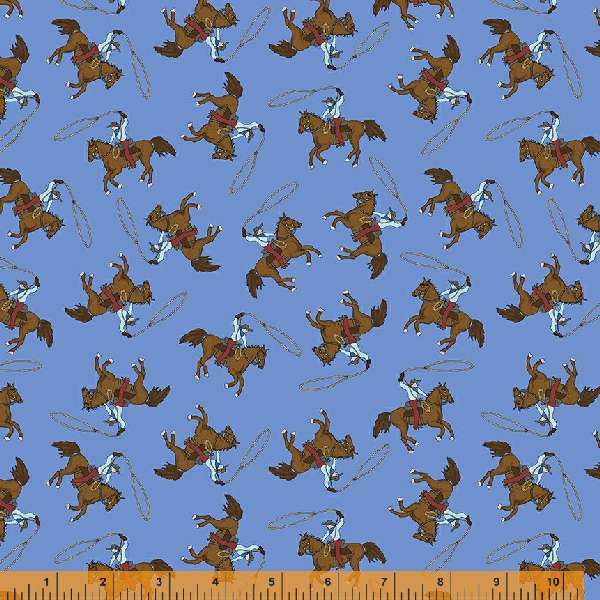 Yippie Yi Yo Ki Yay by Laura Heine : Riding Cowboy in Cornflower : Windham