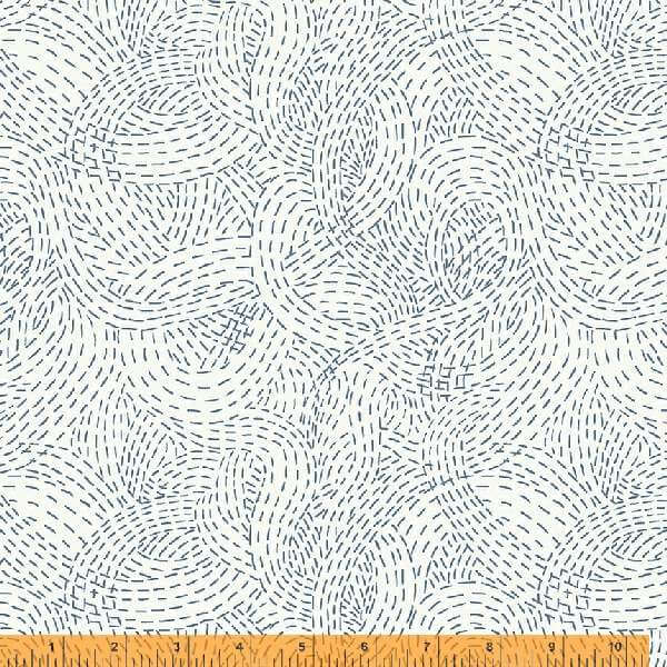 Indigo Stitches by Whistler Studios : Stitched Waves in Ivory : Windham
