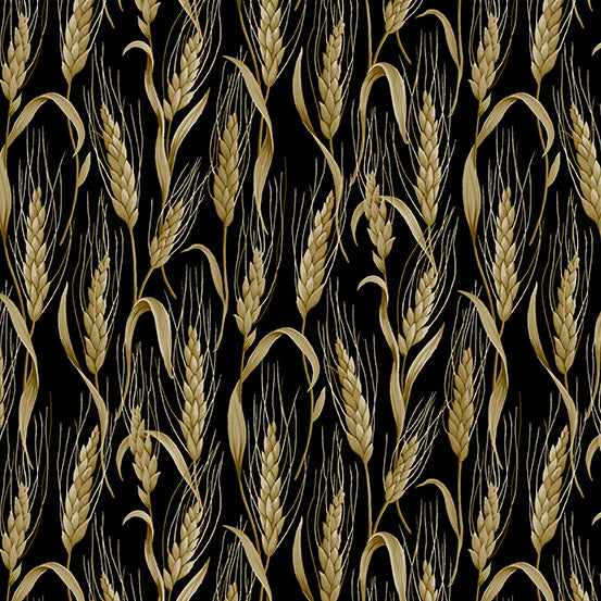 Autumn Woods by Makower UK : Wheat in Black : Andover