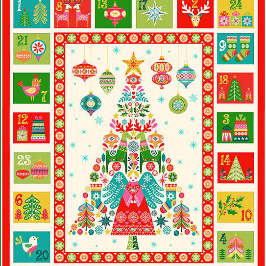 Christmas Brights by Makower UK : Advent Calendar in Multi : Andover : Panel