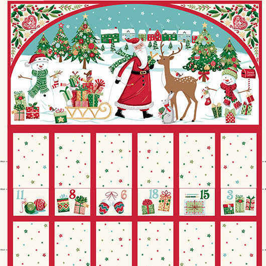 Christmas Wishes by Makower UK : Advent Calendar in Multi : Andover : Panel