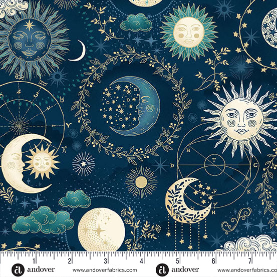 Luna by Makower UK : Cosmos in Blue : Andover
