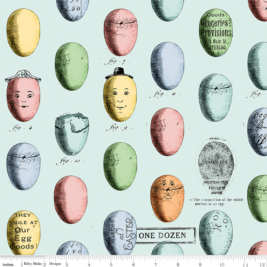 Egg Hunt by Janet Wecker Frisch : Egg Study in Aqua : Riley Blake