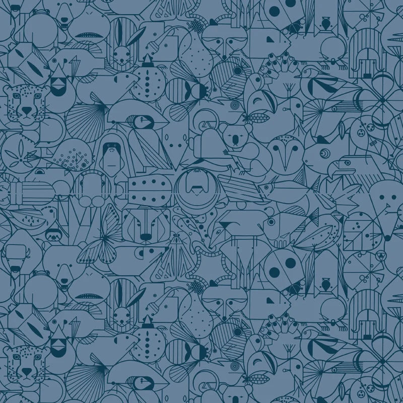 End Papers by Charley Harper : in Denim : Birch