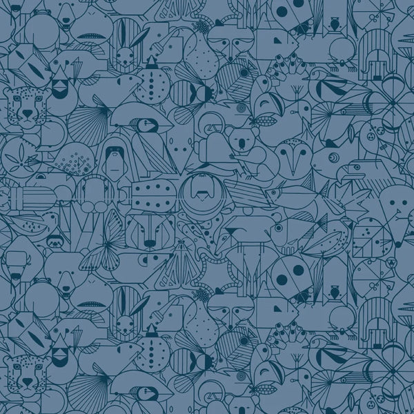 End Papers by Charley Harper : in Denim : Birch