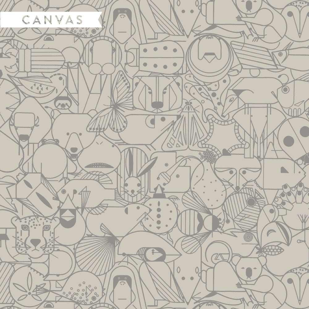 Canvas by Charley Harper : End Papers in Fog : Birch : Canvas
