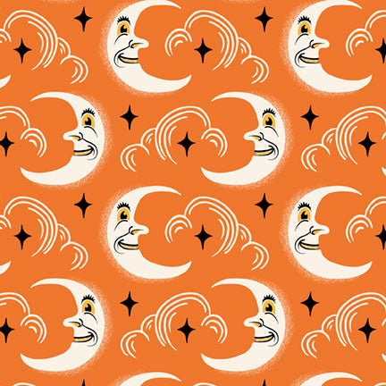 Midnight Masquerade by Heather Dutton : Midnight Moons in Orange : P & B Textiles