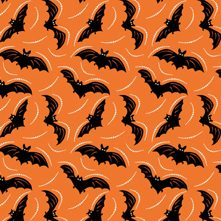 Midnight Masquerade by Heather Dutton : Batty Toss in Orange : P & B Textiles