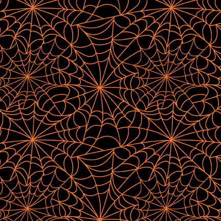 Midnight Masquerade by Heather Dutton : Spiderweb Allover in Black Orange : P & B Textiles