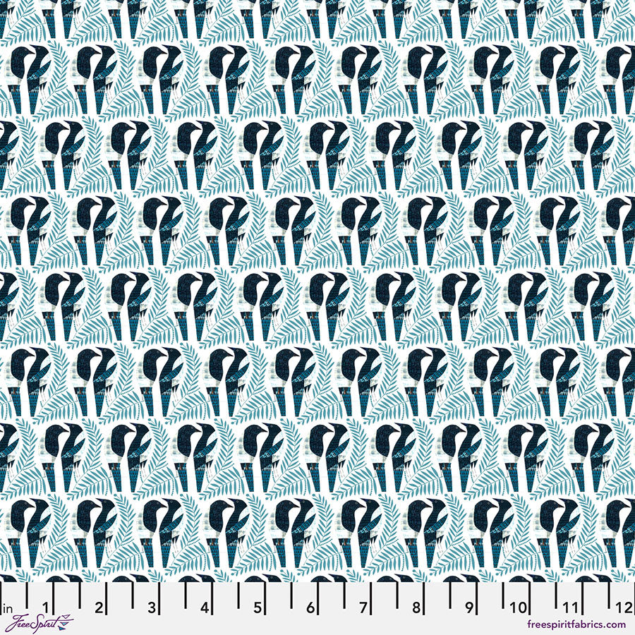 Flying South by Clare Youngs : Magpies in Teal : Free Spirit