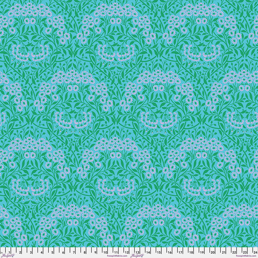 Kaffe x Morris & Co : Michaelmas Daisy in Aqua : Free Spirit