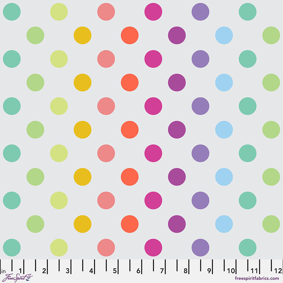 True Colors Graywork by Tula Pink : Disco Poms in Whisper : Free Spirit