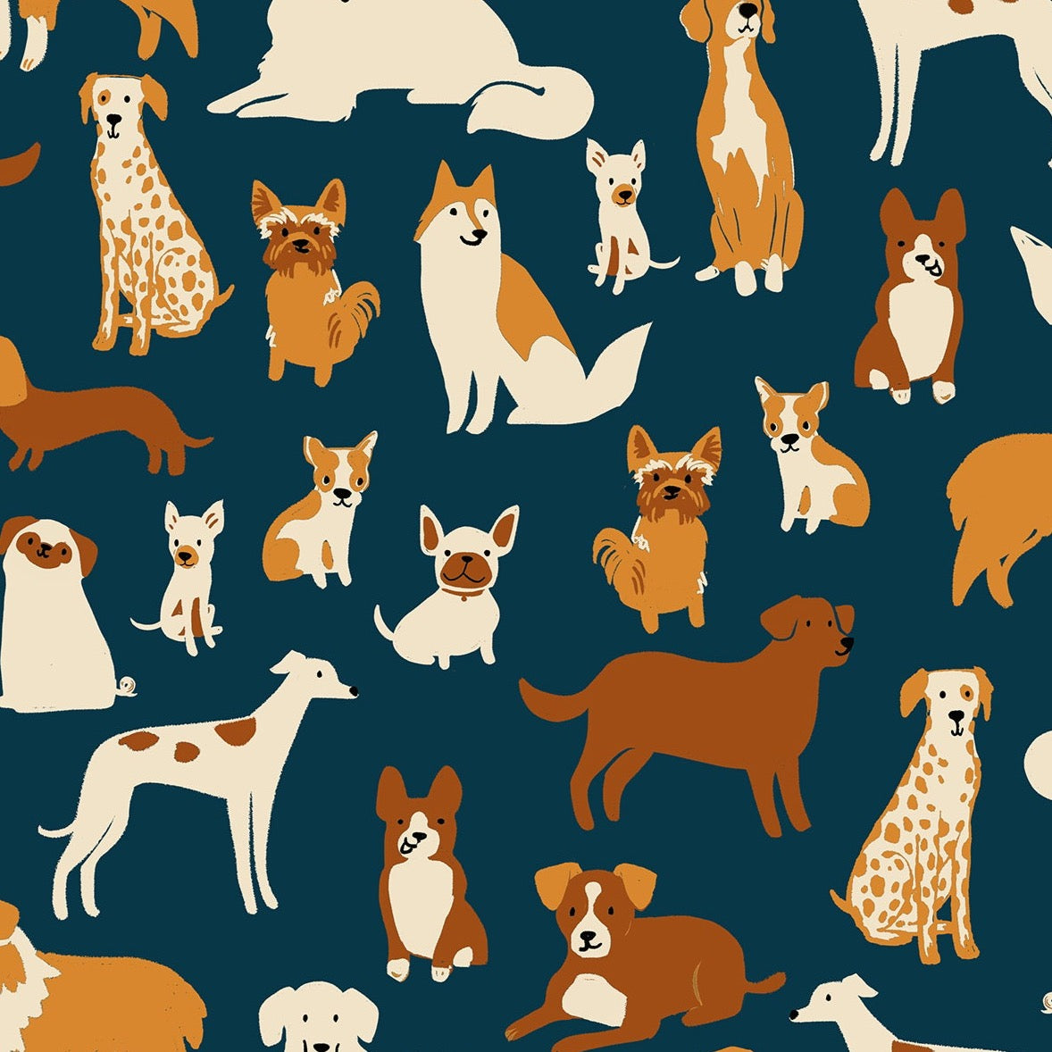 Dog Park by Sarah Watts : Dog Medley in Teal Navy : Ruby Star Society