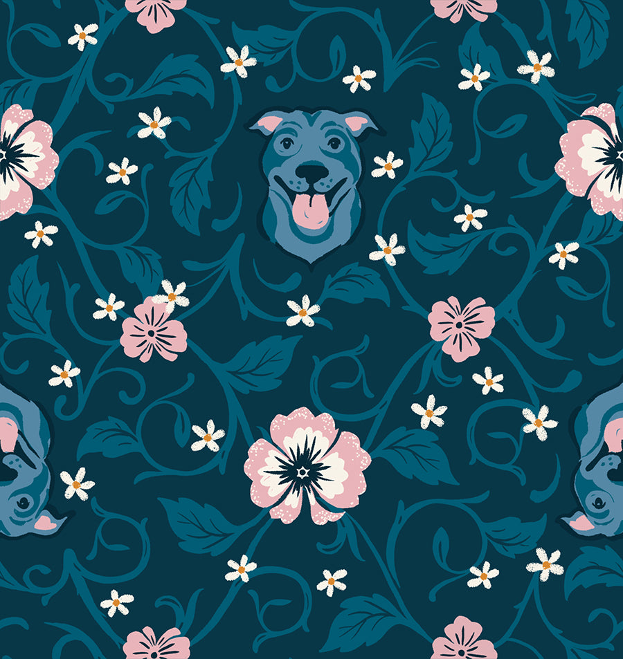 Dog Park by Sarah Watts : Pitbull in Teal Navy : Ruby Star Society