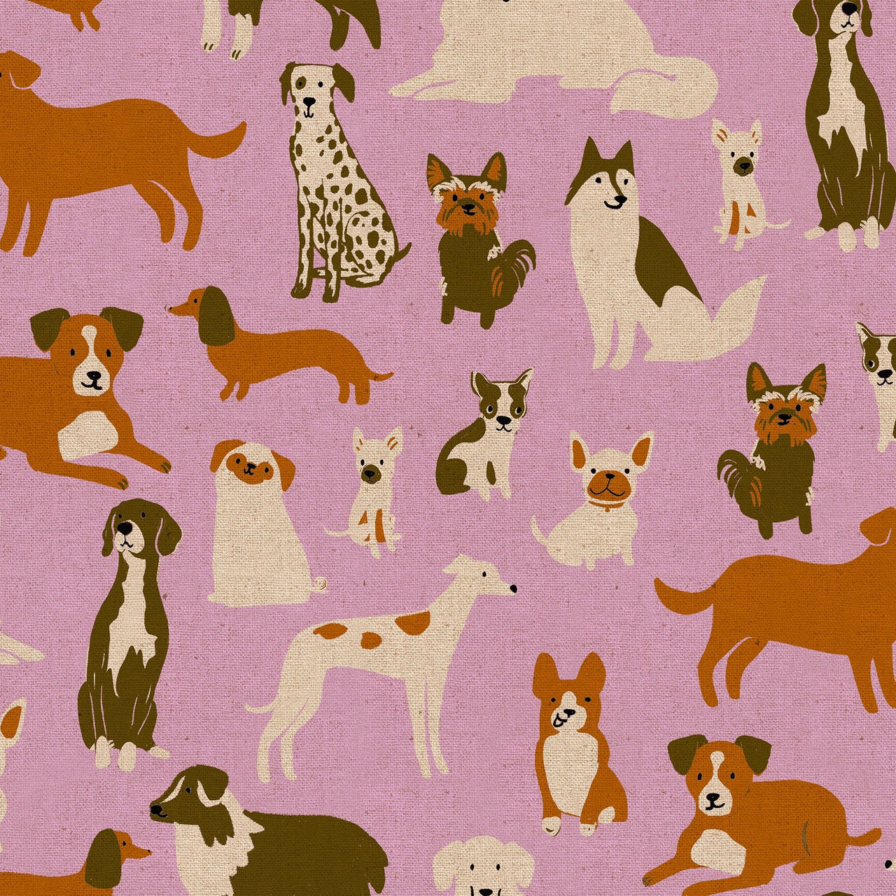 Dog Park by Sarah Watts : Dog Medley in Macaron : Ruby Star Society : Canvas