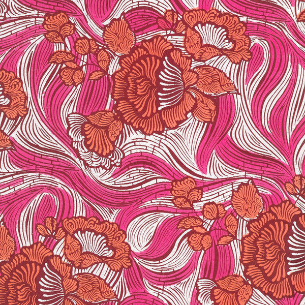 Uniwax Prints from Ivory Coast : uw-24772-3 Hot Pink : Robert Kaufman