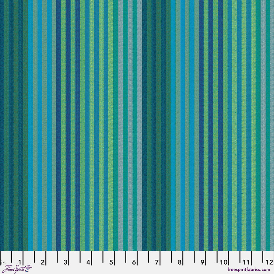 Kaffe Fassett : Caterpillar Stripe in Aqua : Free Spirit