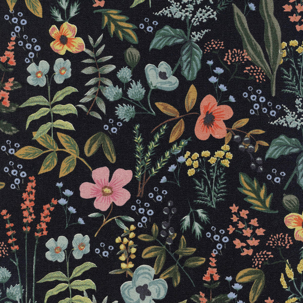 Amalfi by Rifle Paper Co : Herb Garden in Midnight : Cotton and Steel : Canvas