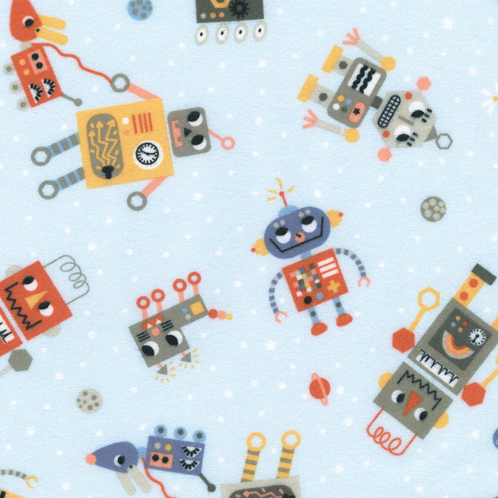 Astrobots Flannel : srkf-23026-63 Sky : Robert Kaufman