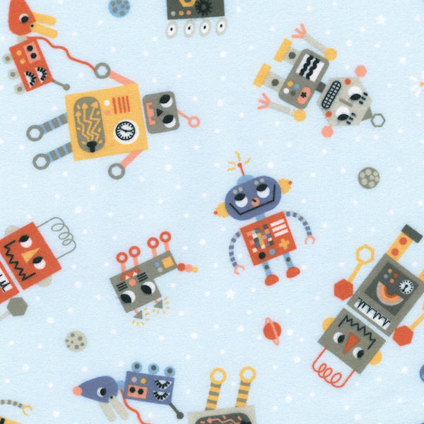 Astrobots Flannel : srkf-23026-63 Sky : Robert Kaufman