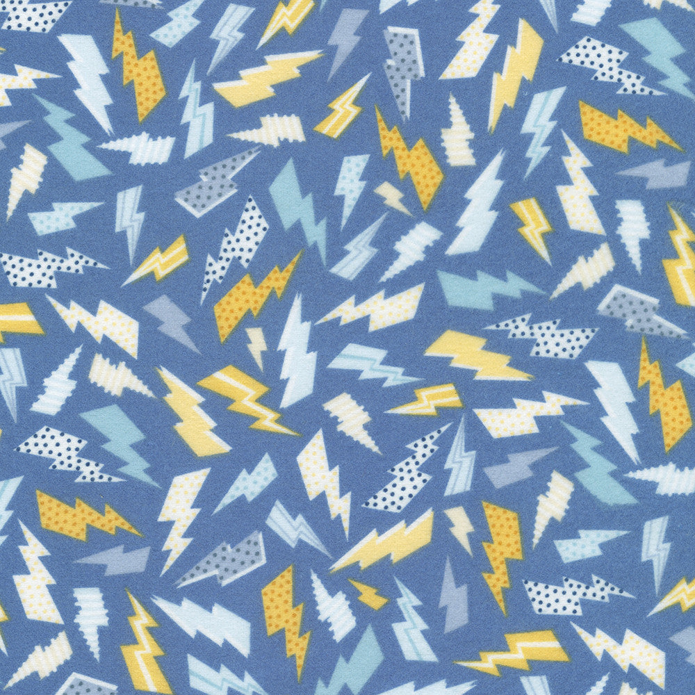 Astrobots Flannel : srkf-23029-4 Blue : Robert Kaufman