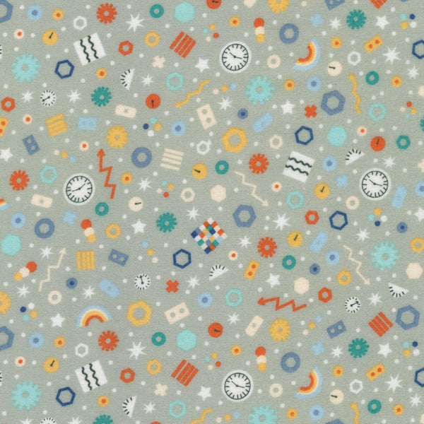 Astrobots Flannel : srkf-23030-186 Silver : Robert Kaufman
