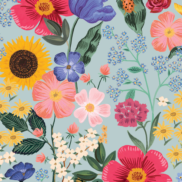 Curio by Rifle Paper Co : Blossom in Light Blue : Cotton and Steel : Rayon