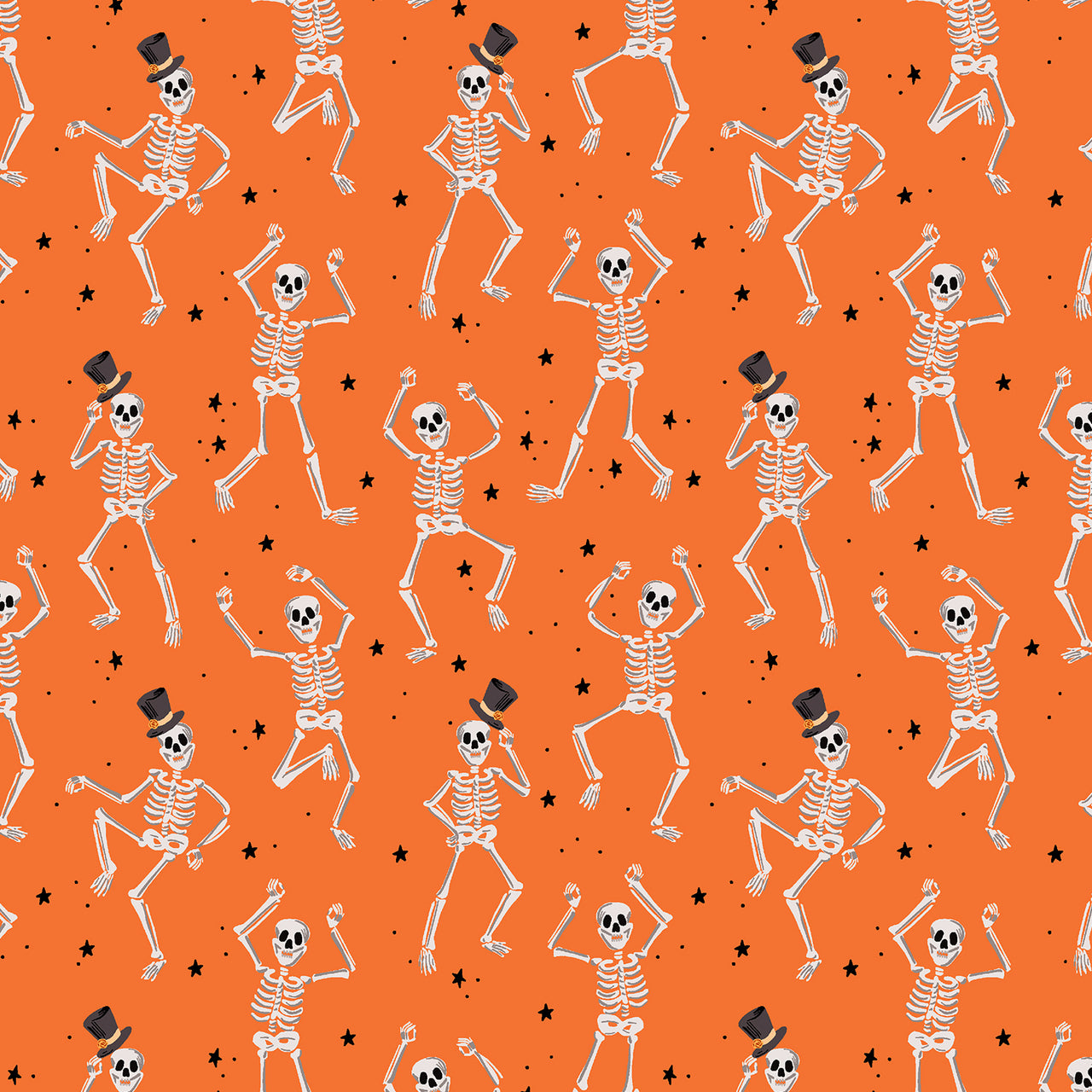 Halloween by Rifle Paper Co : Skeletons in Orange : Cotton and Steel