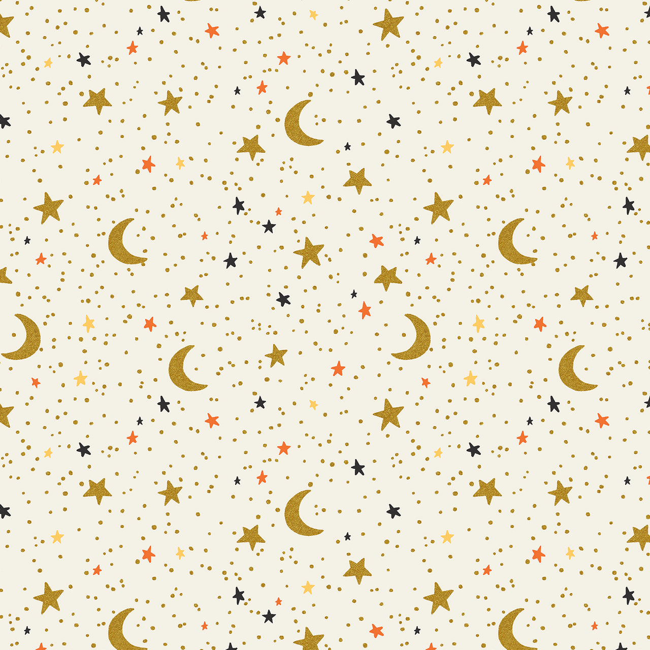 Halloween by Rifle Paper Co : October Night in Cream Metallic : Cotton and Steel