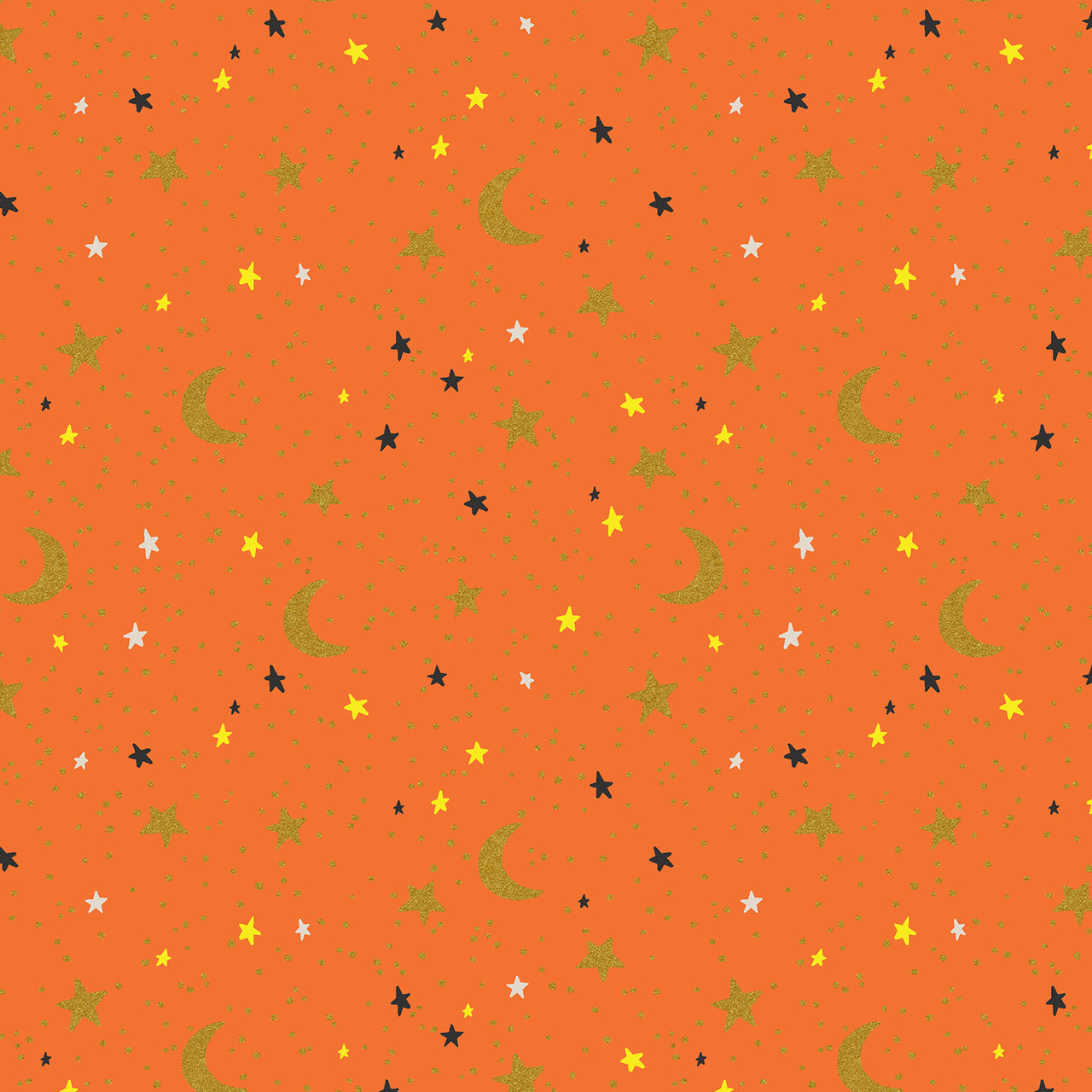 Halloween by Rifle Paper Co : October Night in Orange Metallic : Cotton and Steel