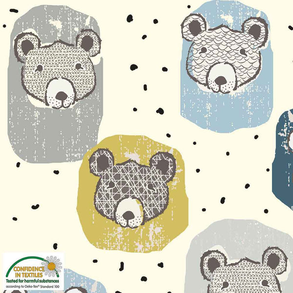 Avalana Organic Jersey Knit : Bears in Cream : Stof : Knit