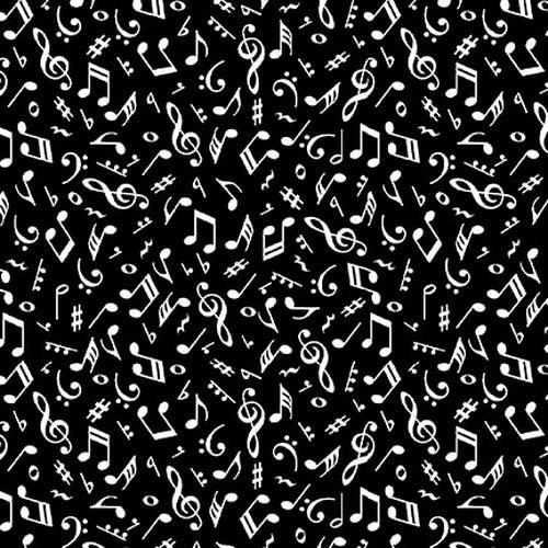 Paradox : Musical Notes in Black : Blank Quilting