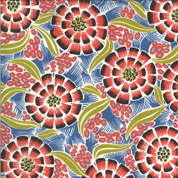 Winkipop by Jen Kingwell : Sea Anemone in Deep Water Blue : Moda