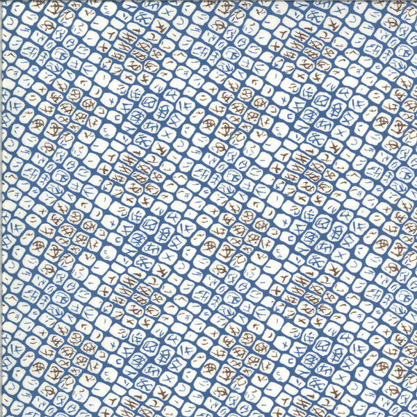 Winkipop by Jen Kingwell : Coral in Deep Water Blue : Moda