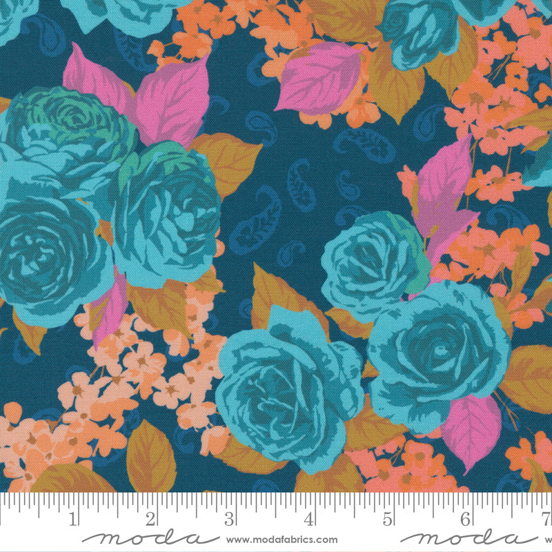 Paisley Rose by Crystal Manning : 11880-13 Prussian Blue : Moda