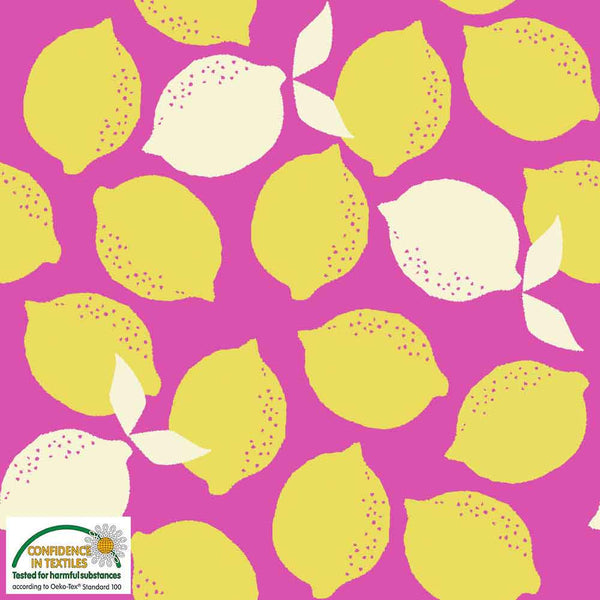 Avalana Jersey Knit : Lemons in Pink Yellow : Stof : Knit