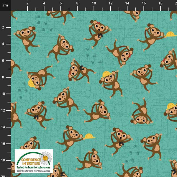Avalana Jersey : Monkeys in Turquoise : Stof : Knit