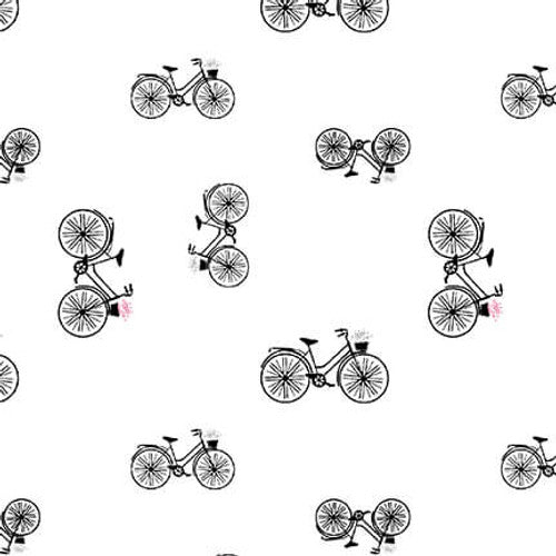 Lower The Volume : Bicycles in White  : Blank Quilting