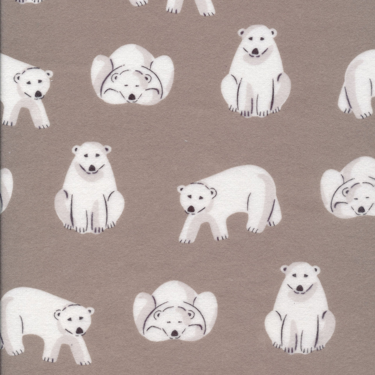 Northerly Flannel : Polar Bears in Dark Grey : Cloud 9 : Flannel