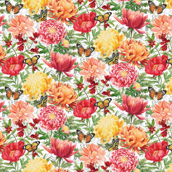 Morning Blossom by Michel Design Works : 24917-10 White Multi : Northcott