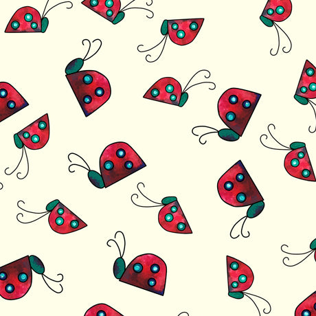 Painterly Garden by Desiree's Designs : Ladybugs in Cream : Quilting Treasures