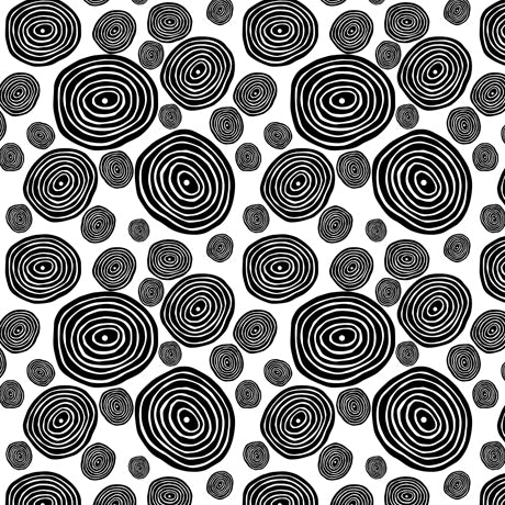 Kiwis & Koalas by Desiree's Designs : Circle Geo in White/Black : Quilting Treasures