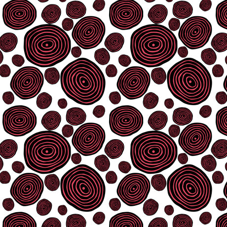 Kiwis & Koalas by Desiree's Designs : Circle Geo in White/Red : Quilting Treasures