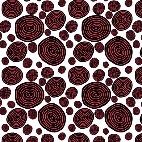 Kiwis & Koalas by Desiree's Designs : Circle Geo in White/Red : Quilting Treasures